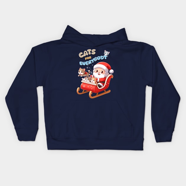 Cats for everybody on Santas sleigh Kids Hoodie by BrisaArtPrints